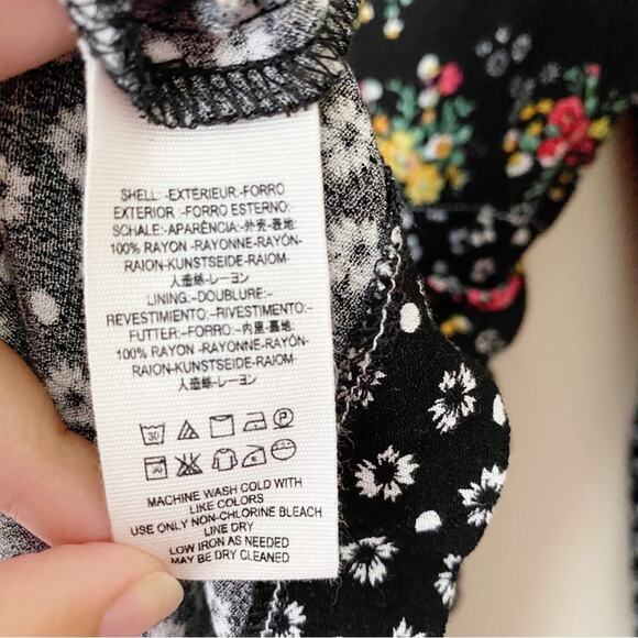 Free People | Wonderland Mini Dress Floral Waist Tie Fit Flare Boho Black Small - Picture 9 of 9